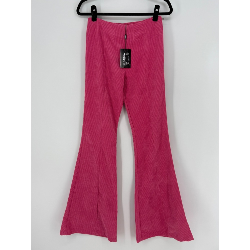 Jaded London Pink Corduroy Flared Pants Trousers Hi Waisted Bell Bottoms Size 8
